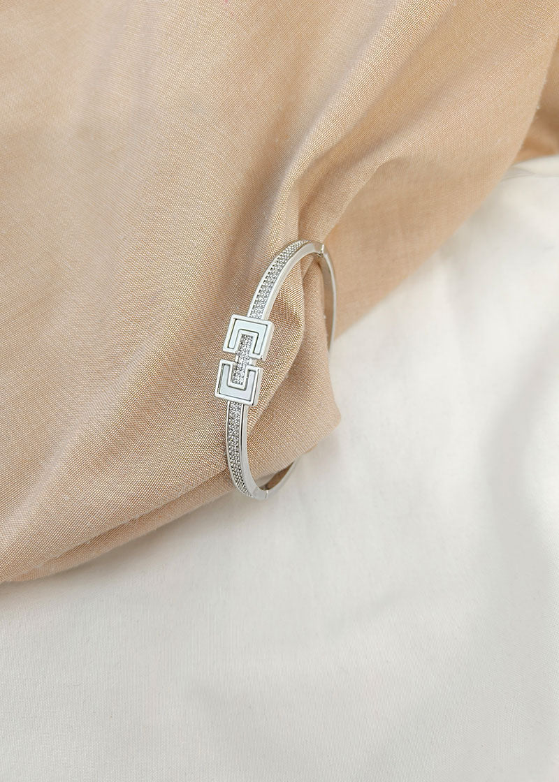 Unique Designer Mother Of Pearl And Diamond Women Kada Bracelet
