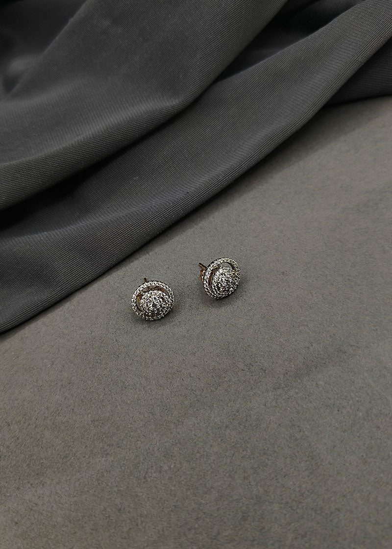 Cubic Zircon Round Shape Small Stud Earring