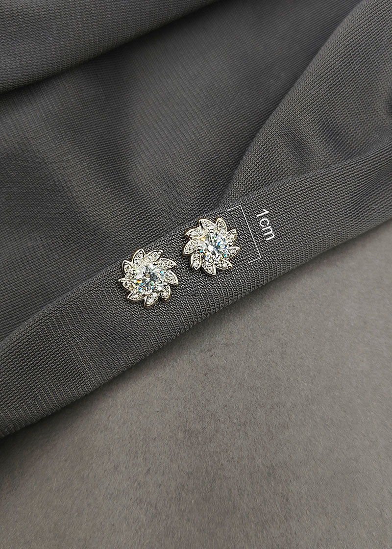 Solitaire Cluster Silver-Gold Plated Stud Earring For Women
