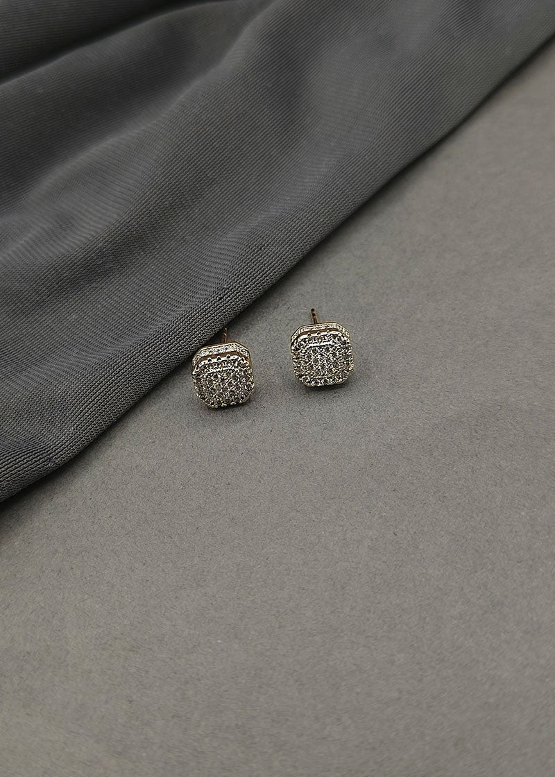 Square Shape Diamond Studded Small Stud Earring