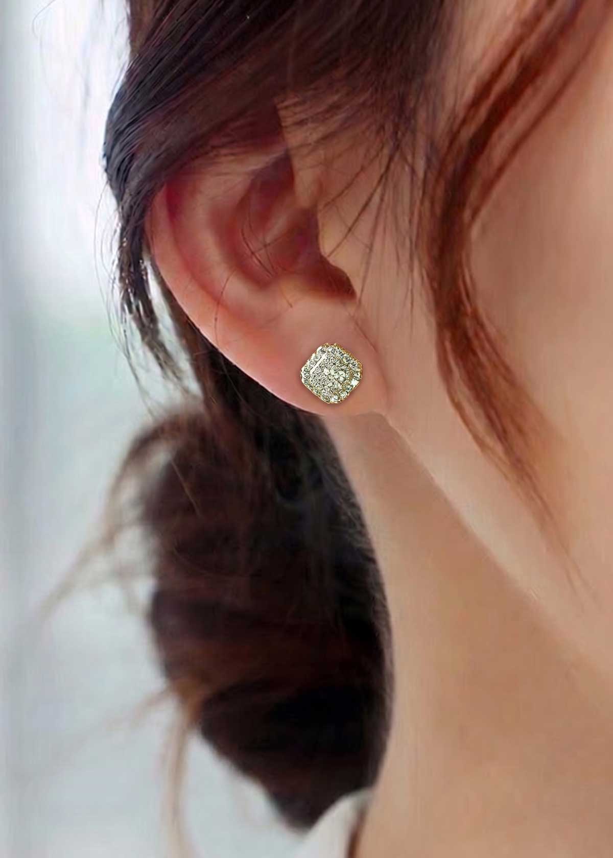 Square Shape Diamond Studded Small Stud Earring For Women