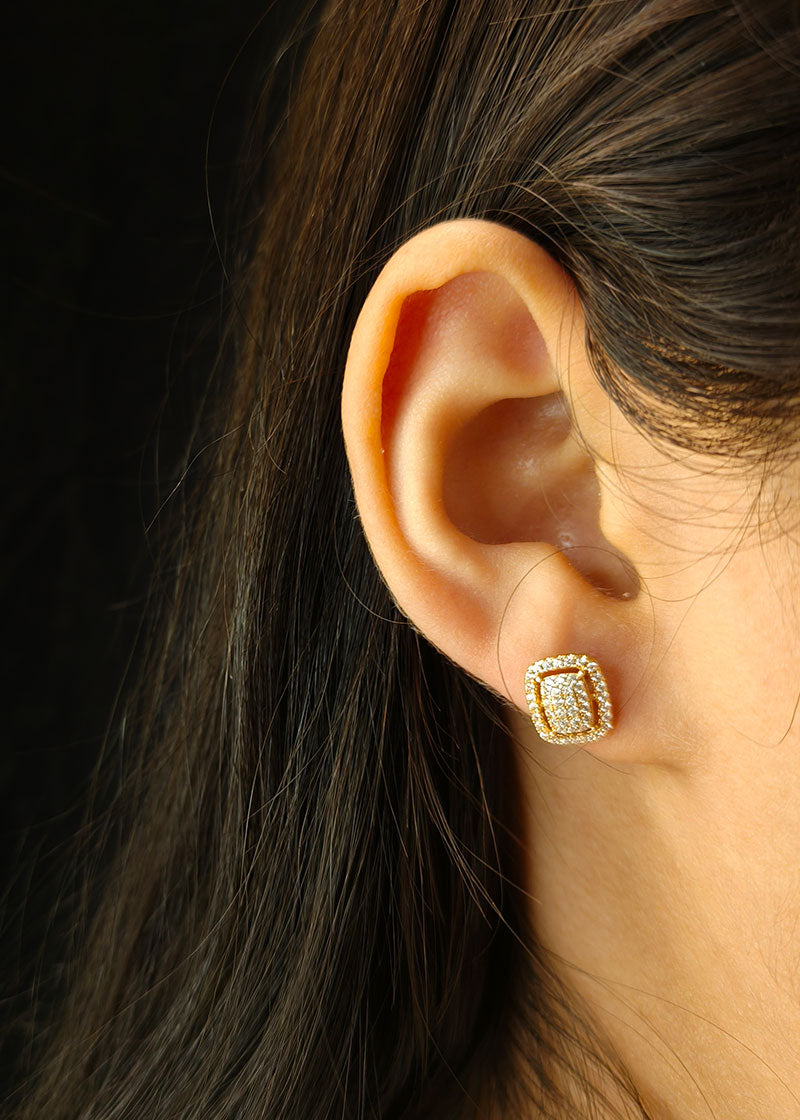 Classic Gold Plated Cubic Zircon Stud Earring