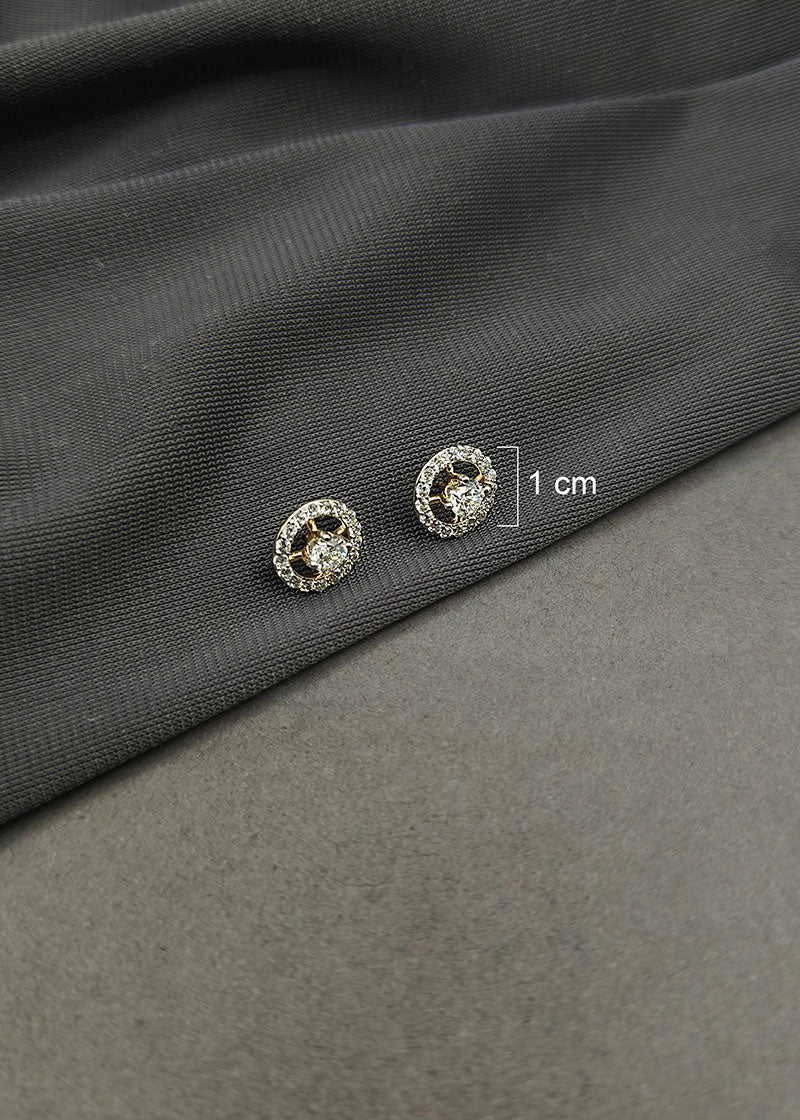 Gold-Silver Plated Minimalist Diamond Tiny Round Studs Earrings For Women