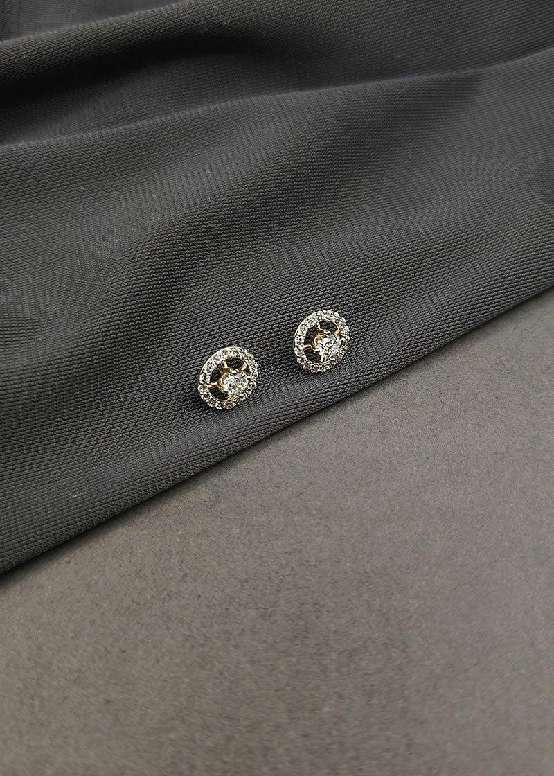 Gold-Silver Plated Minimalist Diamond Tiny Round Studs Earrings For Women