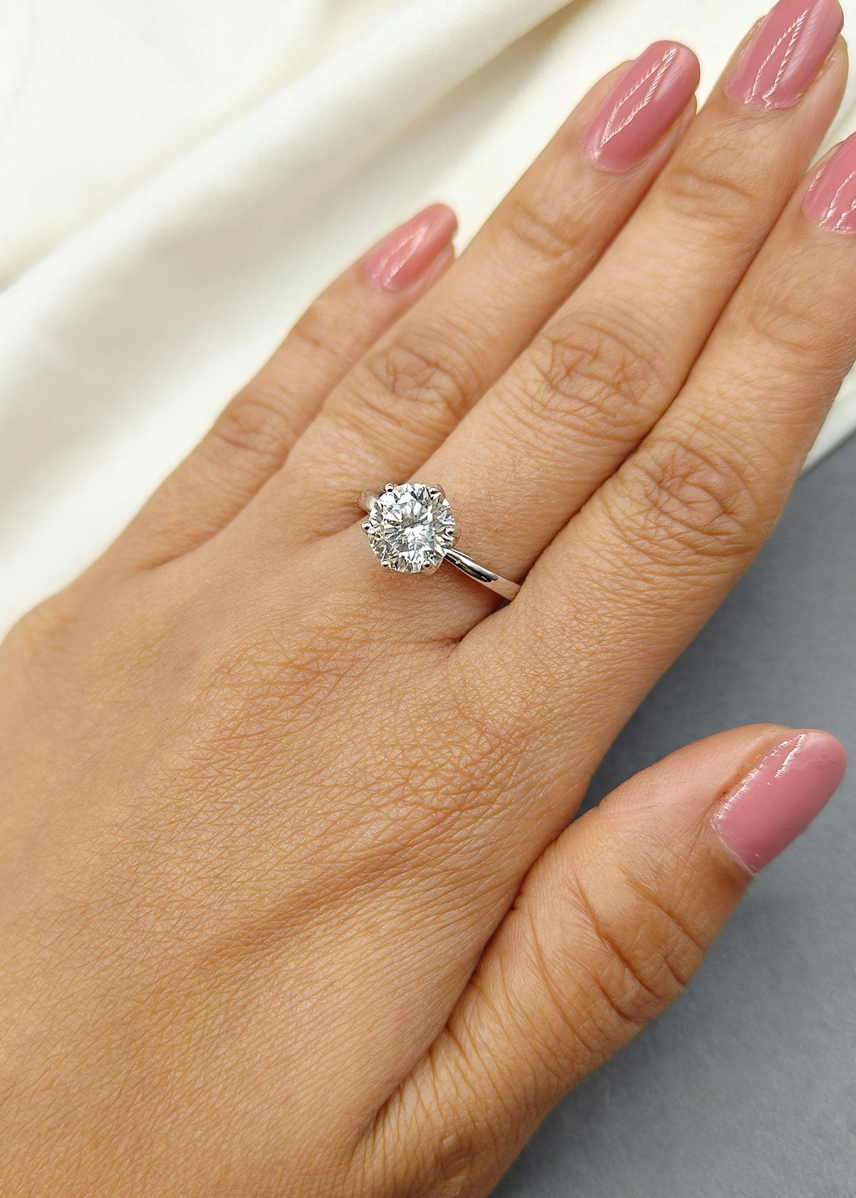 92.5 Sterling Silver Round Cut Center Solitaire Adjustable Finger Ring
