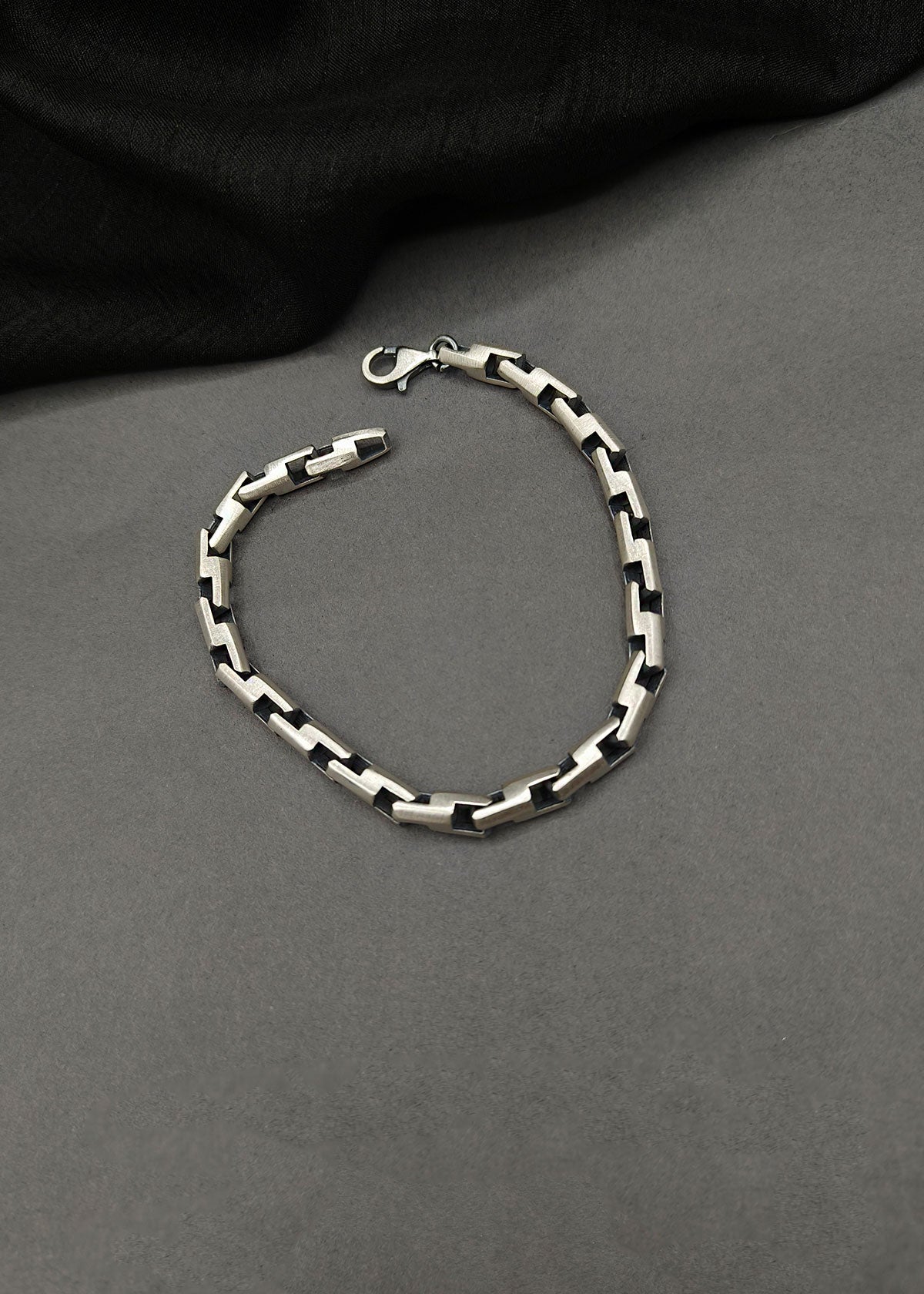 92.5 Sterling Silver Box Link Men’s Bracelet