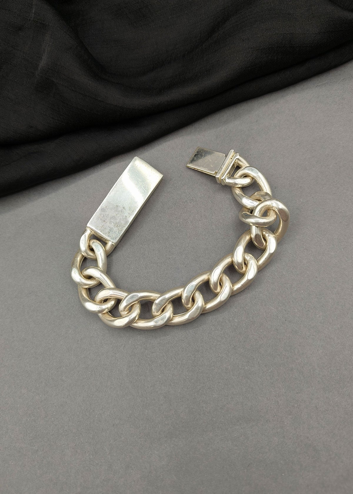 Bold Curb 92.5 Pure Silver Heavy Link Bracelet For Men