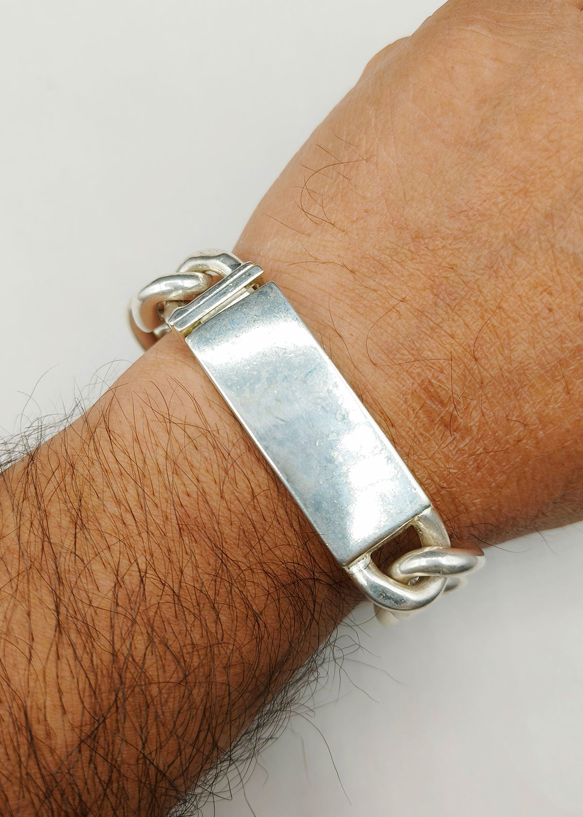 Bold Curb 92.5 Pure Silver Heavy Link Bracelet For Men