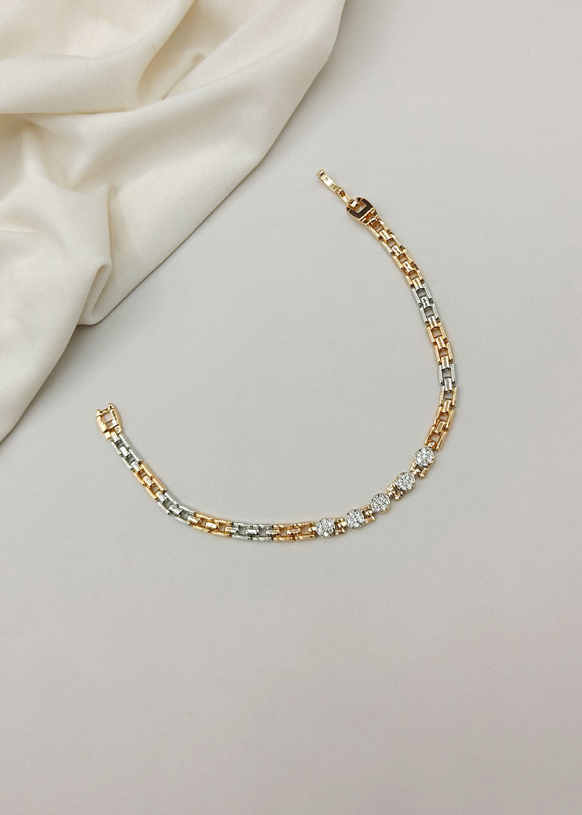 Delicate Fancy Zircon Chain Style Rose Gold With Silver Plated Women Loose Bracelet