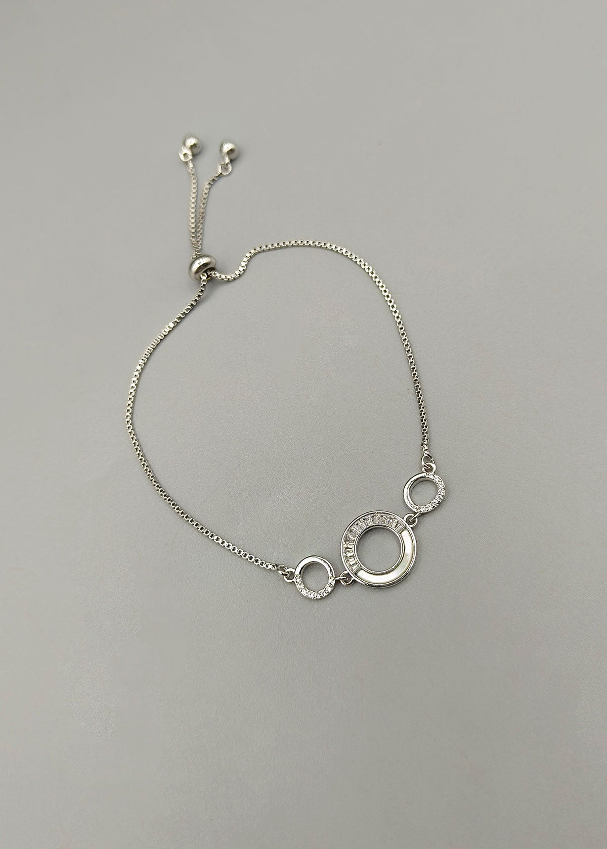 Orbit Inspired Cubic Zircon Adjustable Mother Of Pearl Delicate Loose Bracelet