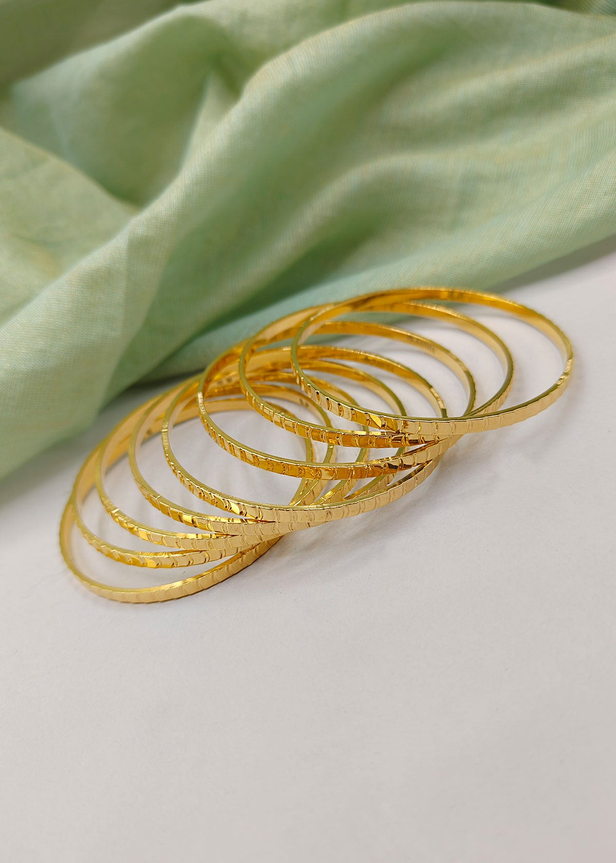 Minimal Textured 1 Gram Gold Plated Bangles (8Pcs)