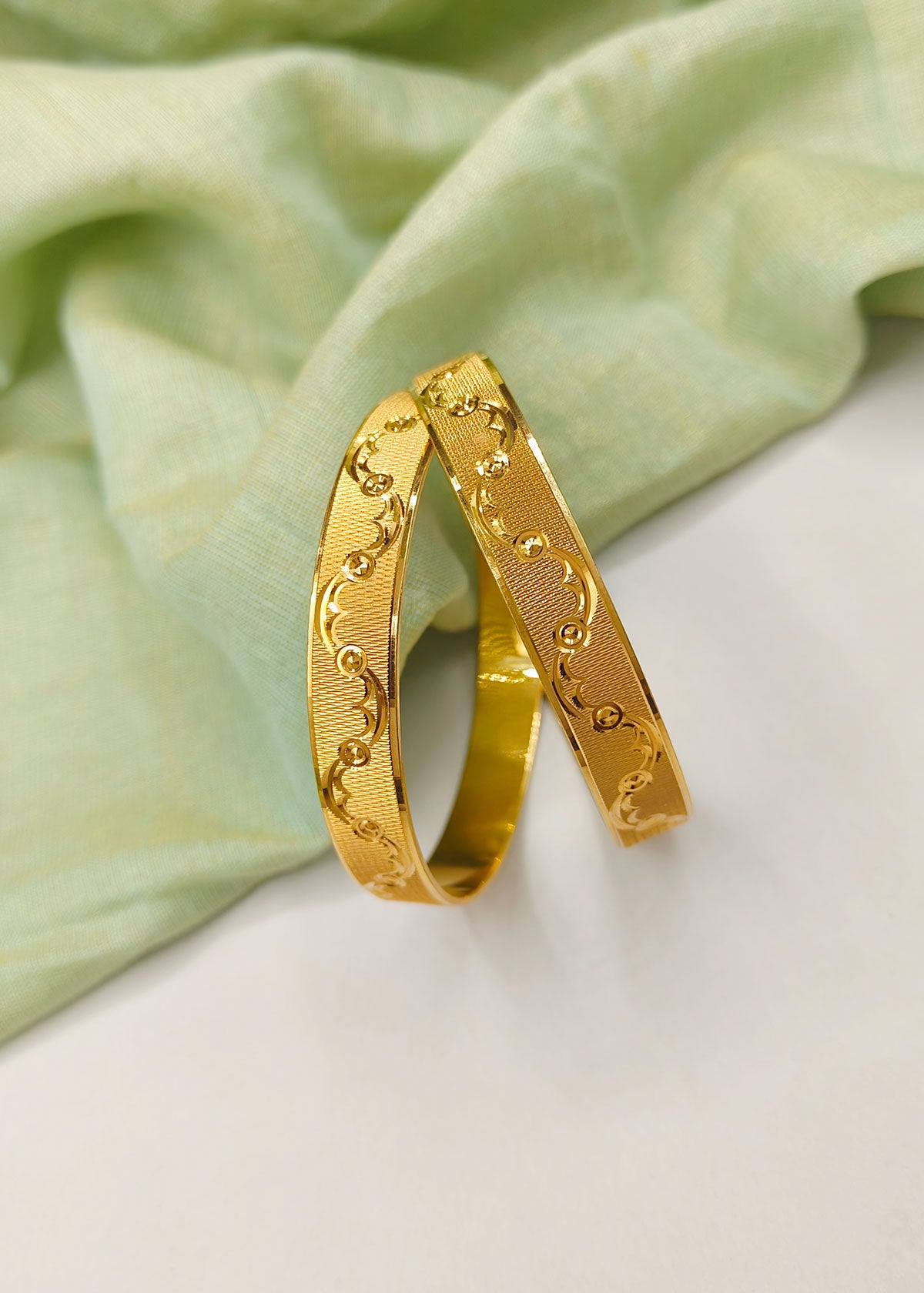 1 Gram Gold Traditional Kada Designer Gold Plated Bangles (Pair)