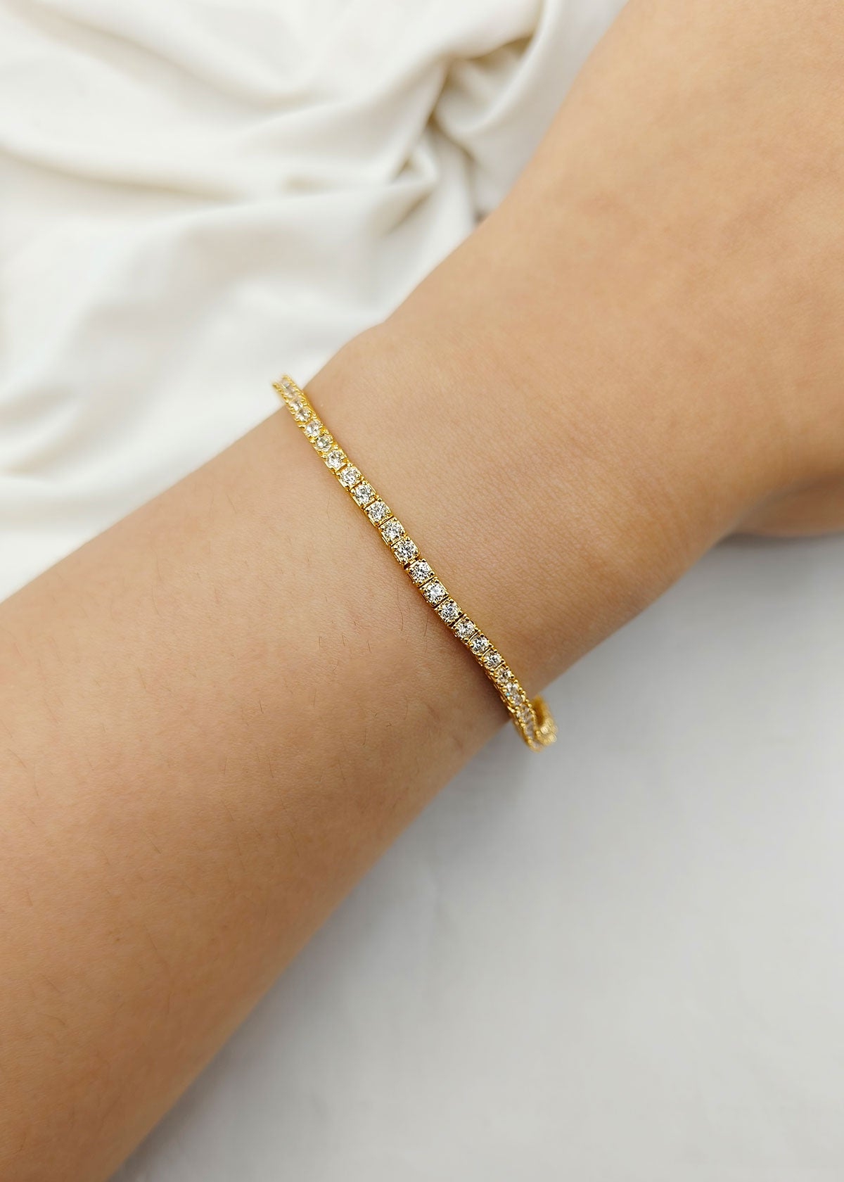 Minimalist Gold Plated Cubic Zircon Square Stone Loose Bracelet