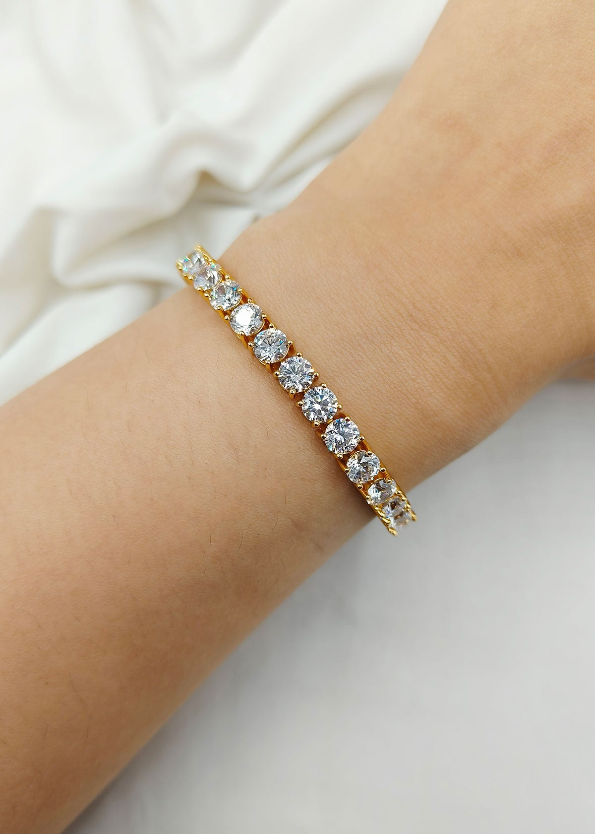 Gold Plated Cubic Zircon Premium Tennis Loose Bracelet