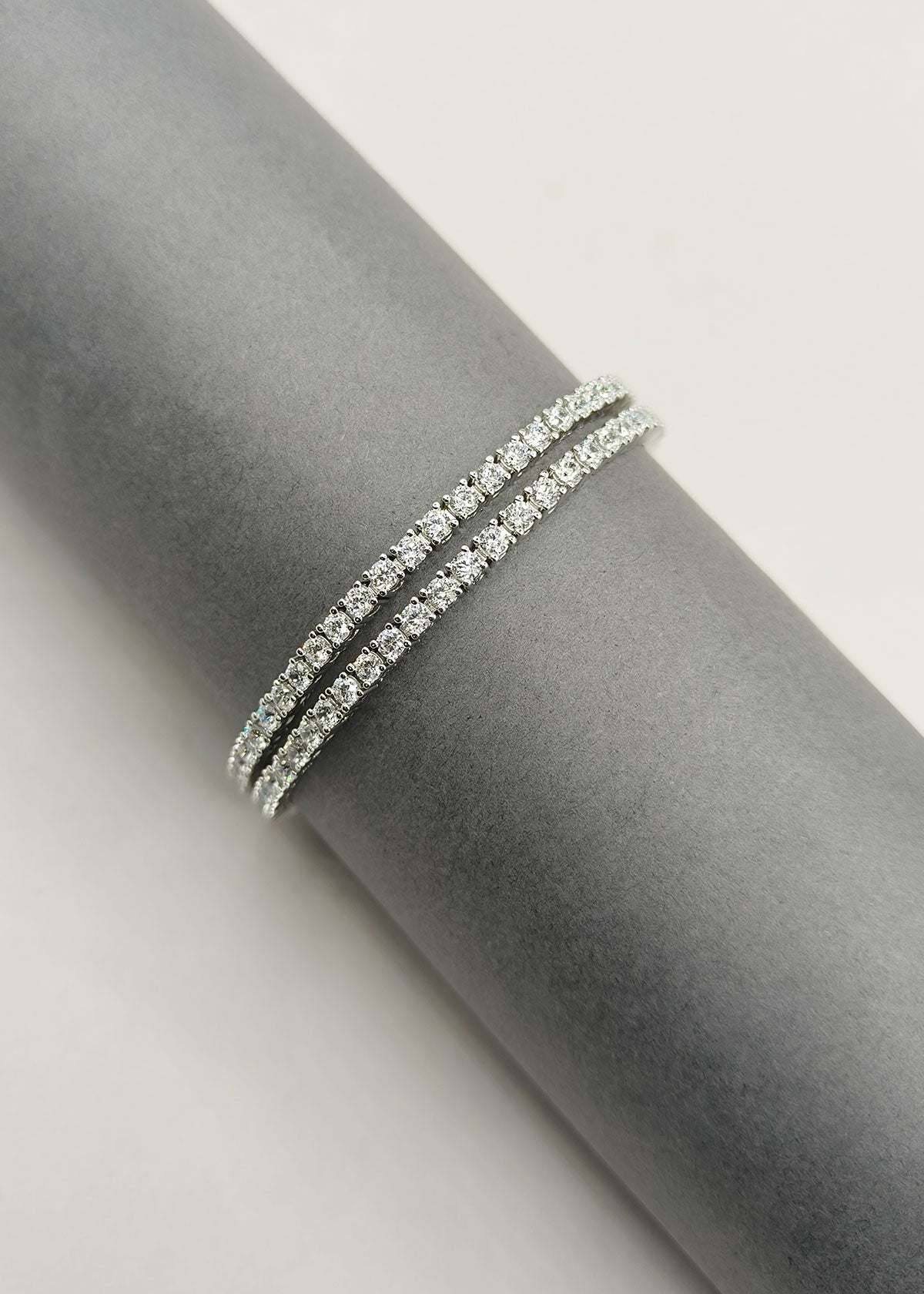 Gold Silver Cubic Zirconia Crystal Rhinestone 2-Line Loose Bracelet