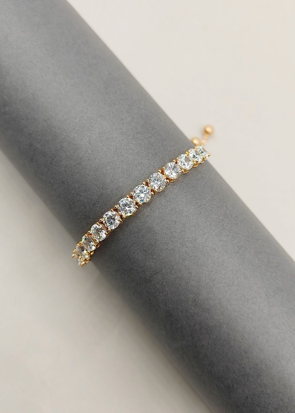 Cubic Zircon Gold Silver Plated Studded Adjustable Loose Bracelet