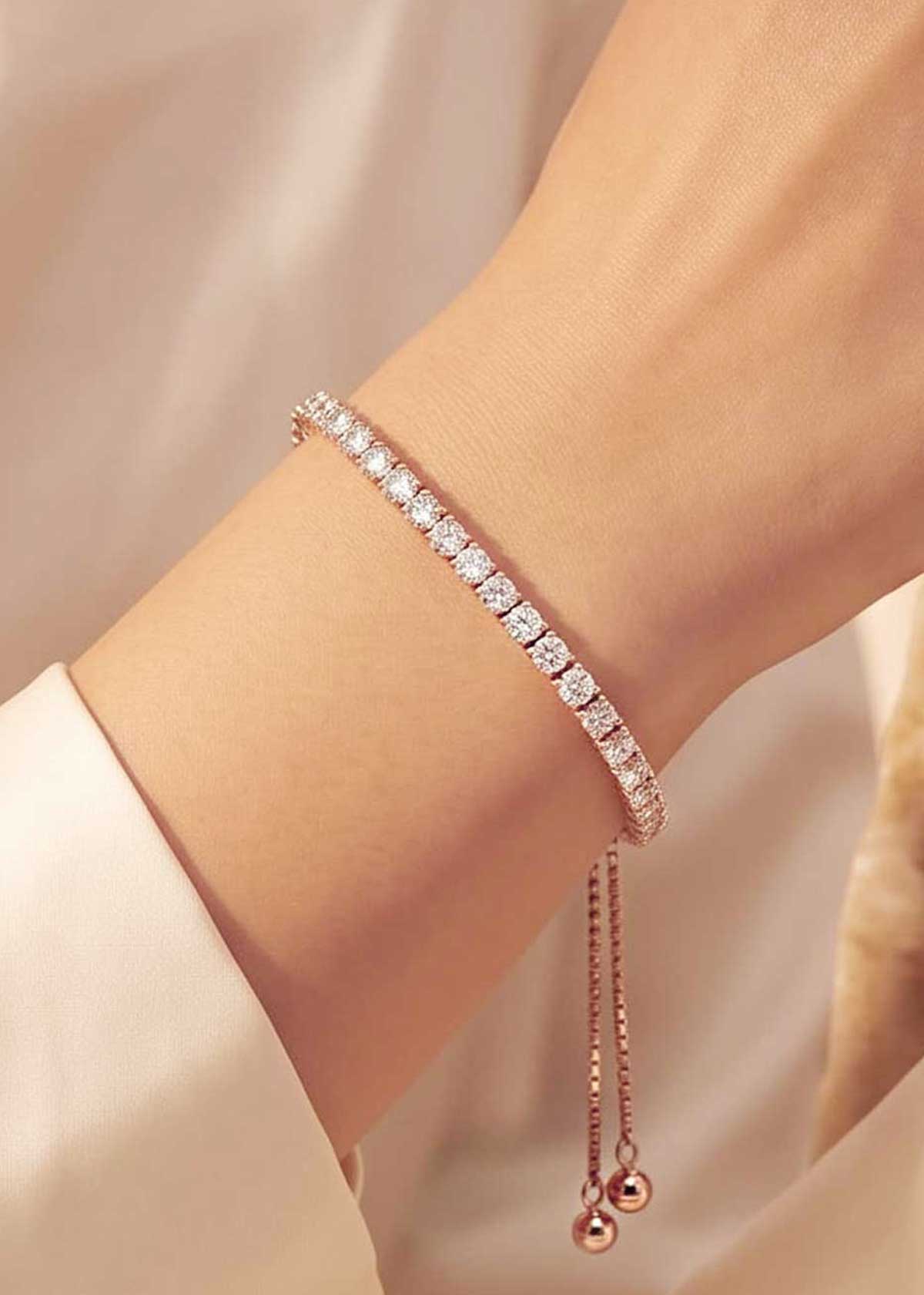 Delicate Single Line Solitaire Fully Adjustable Loose Bracelet For Women