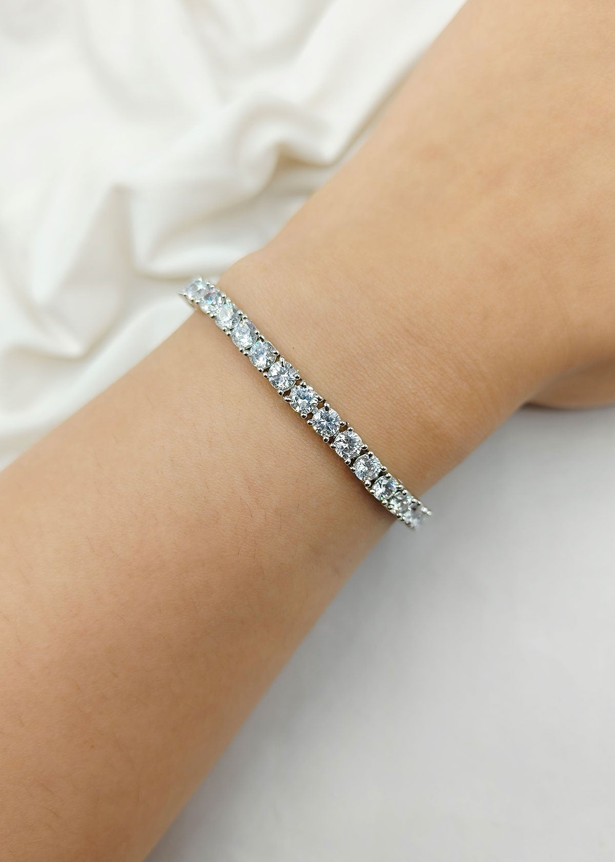 Perfect Sparkle Cubic Zircon Gold Silver Tennis Loose Bracelet