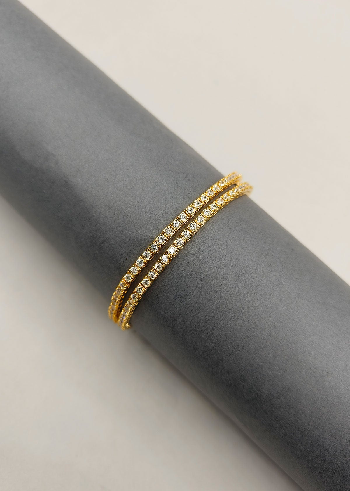 Square Cut Crystal Rhinestone 2 Line Cubic Zircon Loose Bracelet