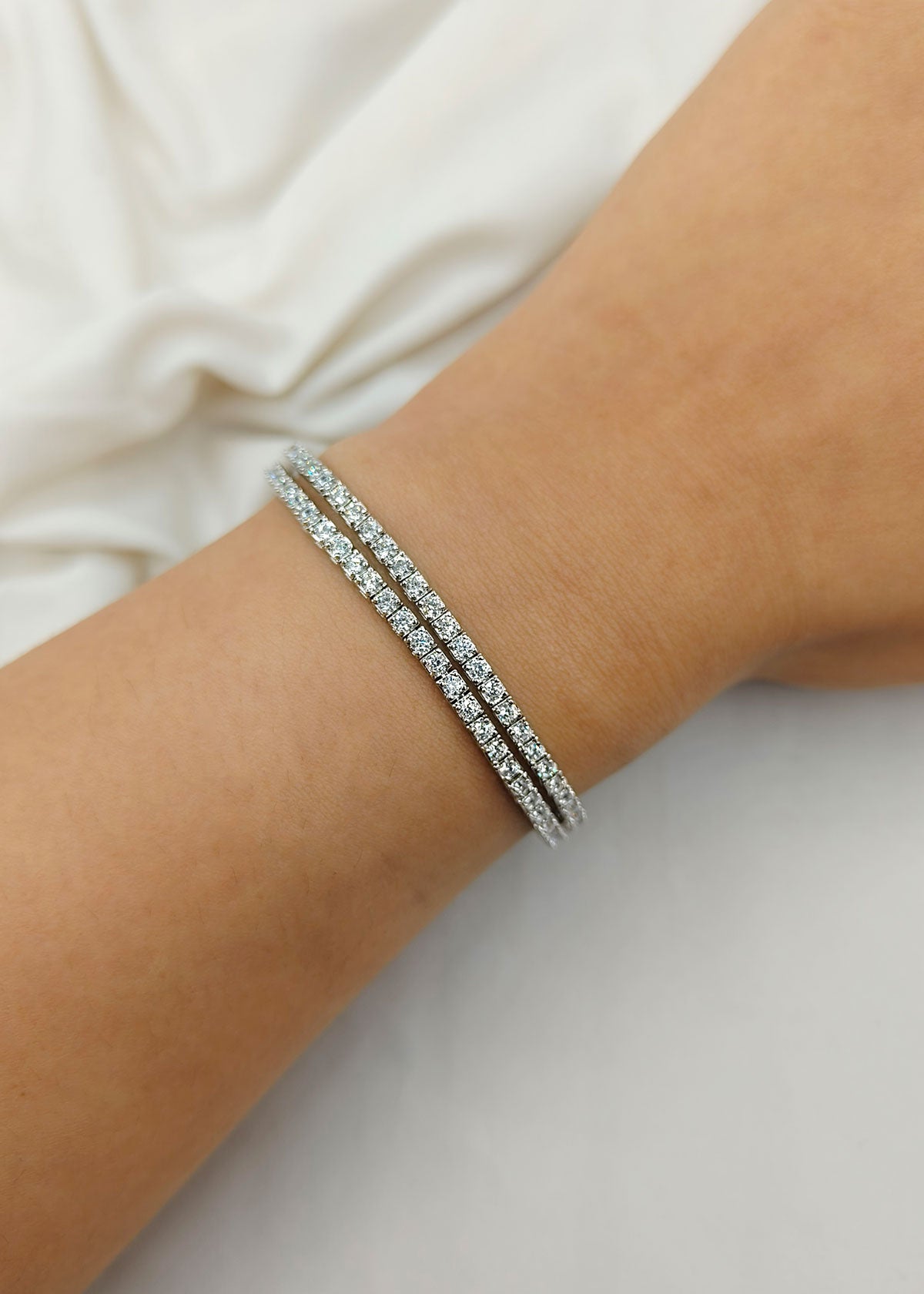 Square Cut Crystal Rhinestone 2 Line Cubic Zircon Loose Bracelet
