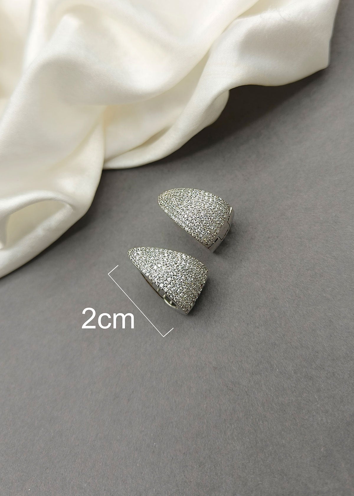Triangle Sparkle Silver Plated Cubic Zircon Bali Earrings For Women