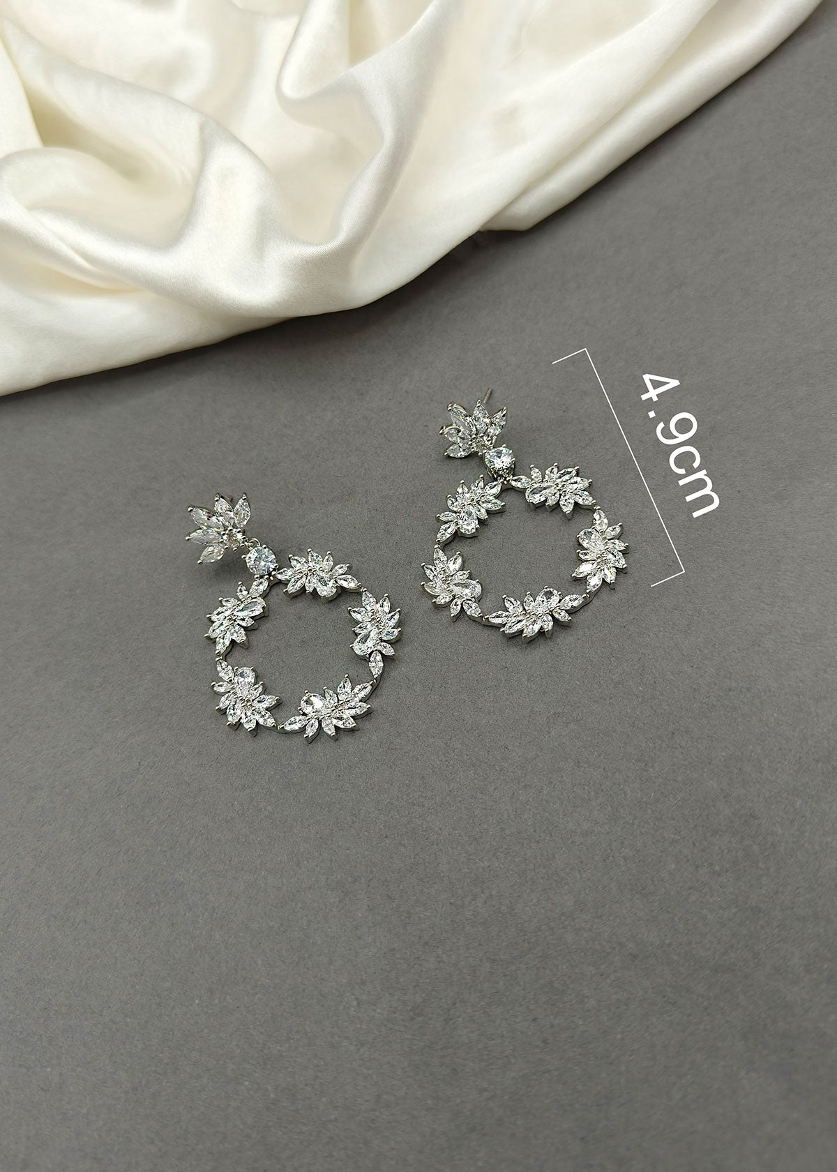 Crystals Sparkling Marquise Diamond Silver Plated Long Earring For Women