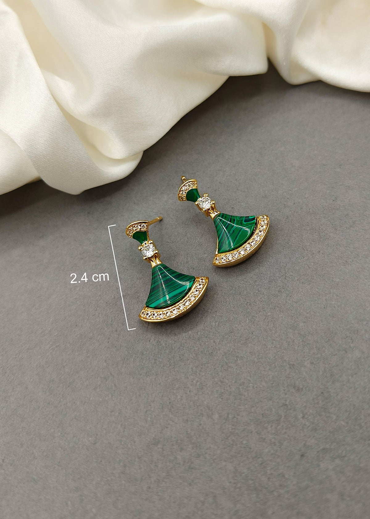V-Shape Green Gold Plated Diamond Earring For Women