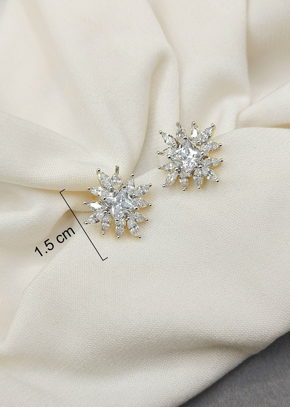 Classic Marquise Diamond Silver-Gold Plated Small Stud Earring For Women