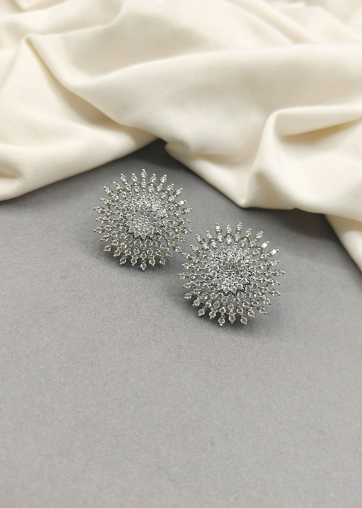 Sparkling Diamond Big Round Stud Earring For Women