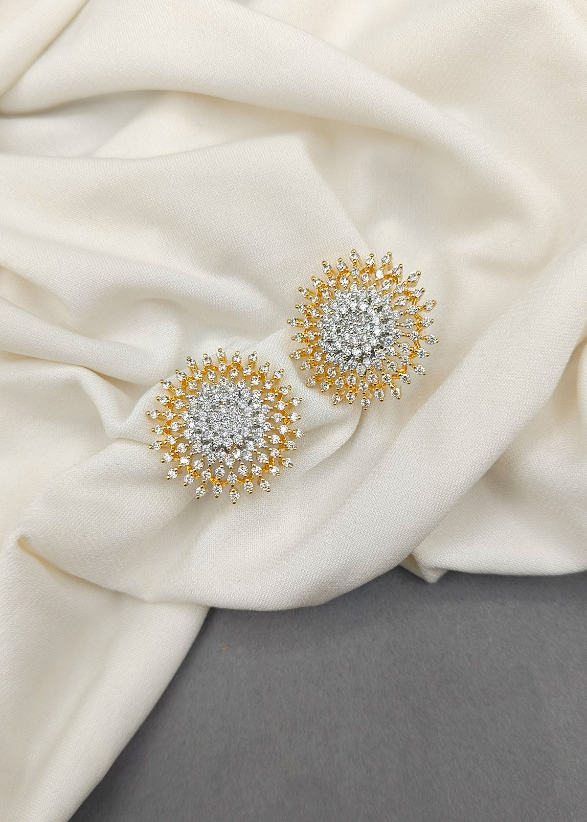 Sparkling Diamond Big Round Stud Earring For Women