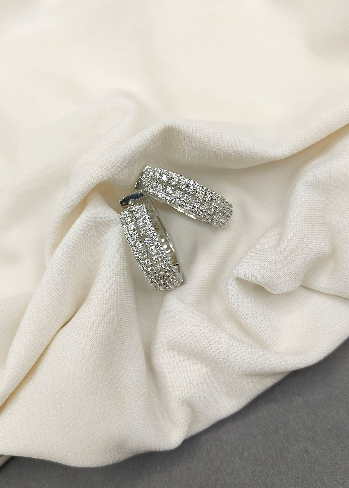 Golden Shine Diamond Hoop Bali Earrings For Women