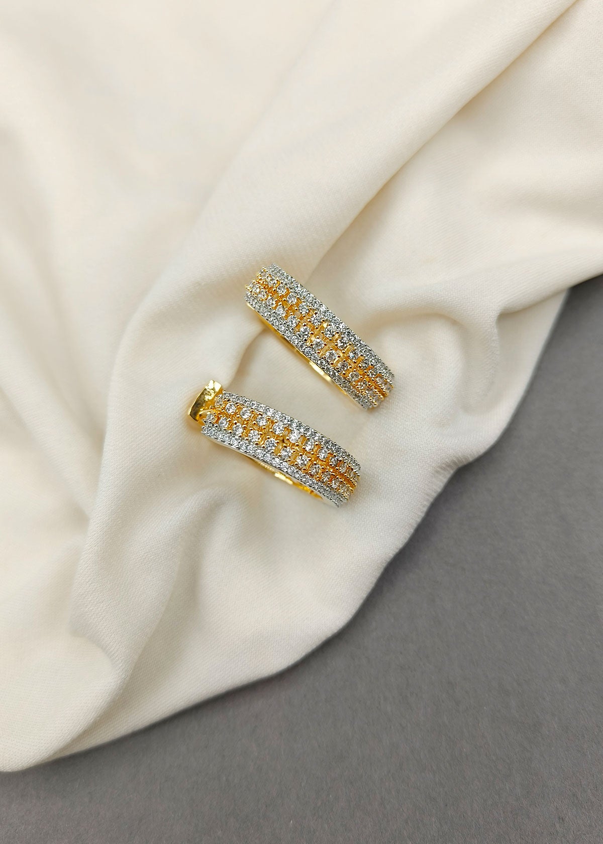 Golden Shine Diamond Hoop Bali Earrings For Women