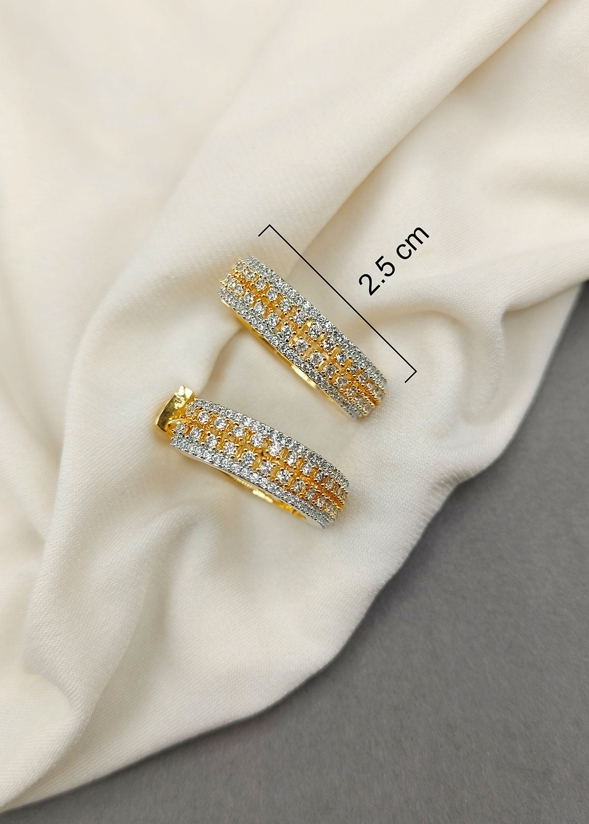 Golden Shine Diamond Hoop Bali Earrings For Women