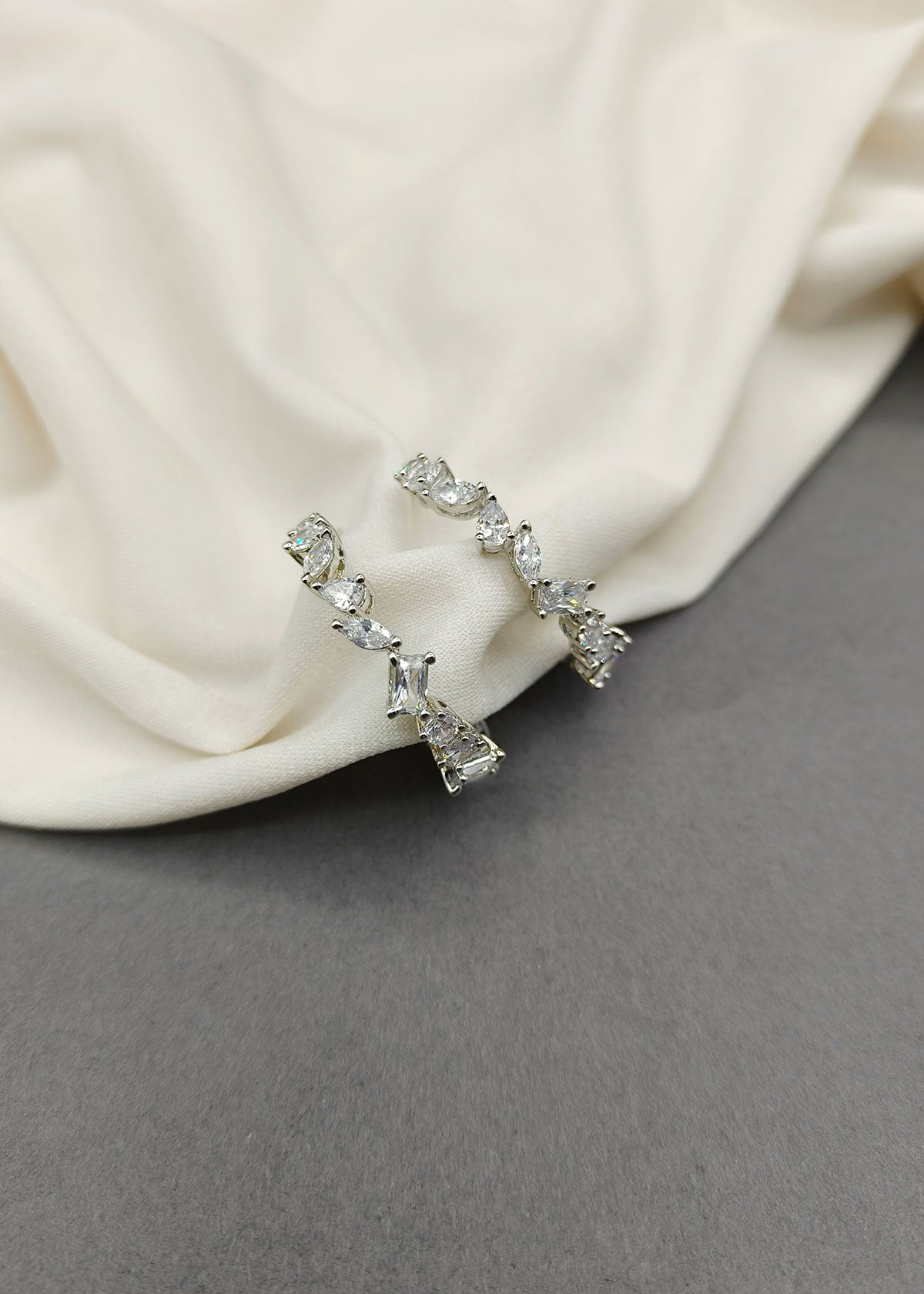Sparkling Diamond Half Hoop Bali Earrings For Women