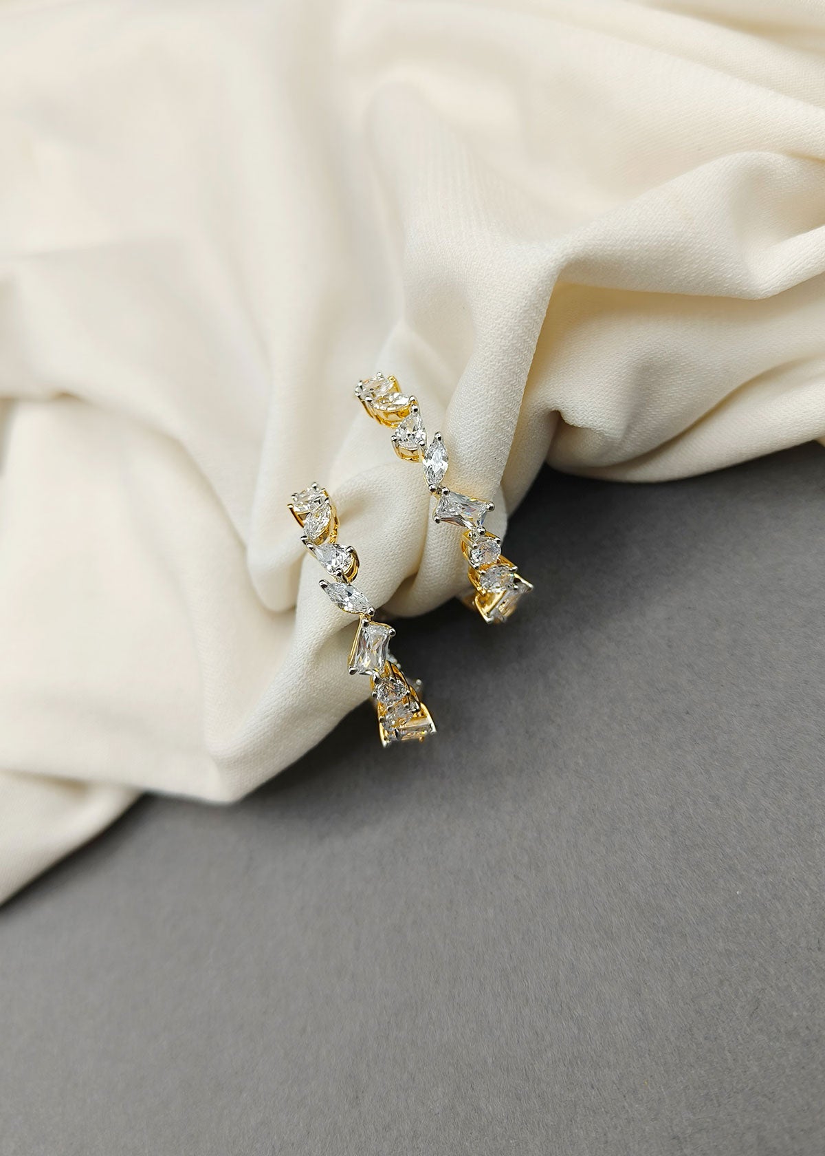 Sparkling Diamond Half Hoop Bali Earrings For Women