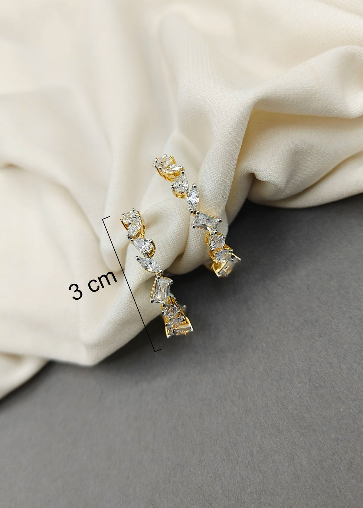 Sparkling Diamond Half Hoop Bali Earrings For Women