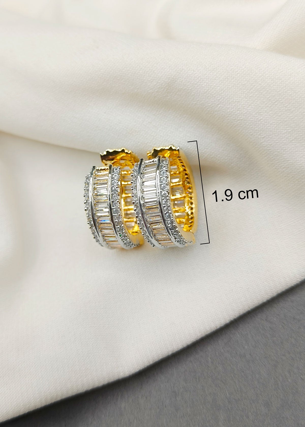 Classic Baguette Sparkle Hoop Bali Earrings For Women