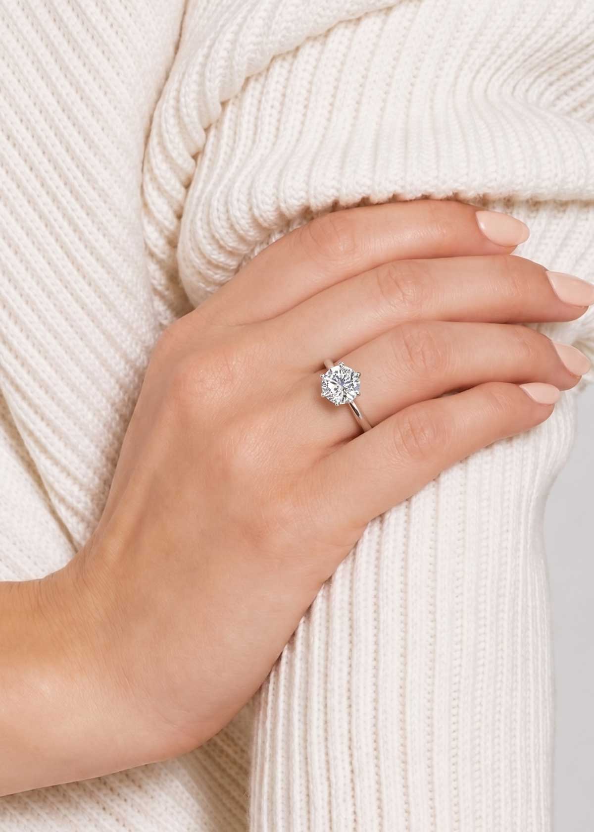 92.5 Sterling Silver Dual Tone Solitaire Diamond Adjustable Ring For Women