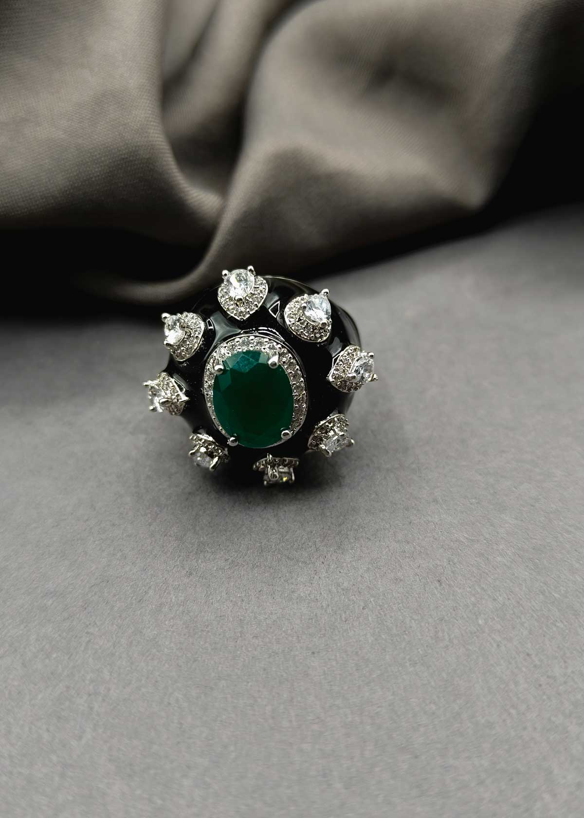 Elegant Minakari Cubic Zircon Adjustable Finger Ring for Women