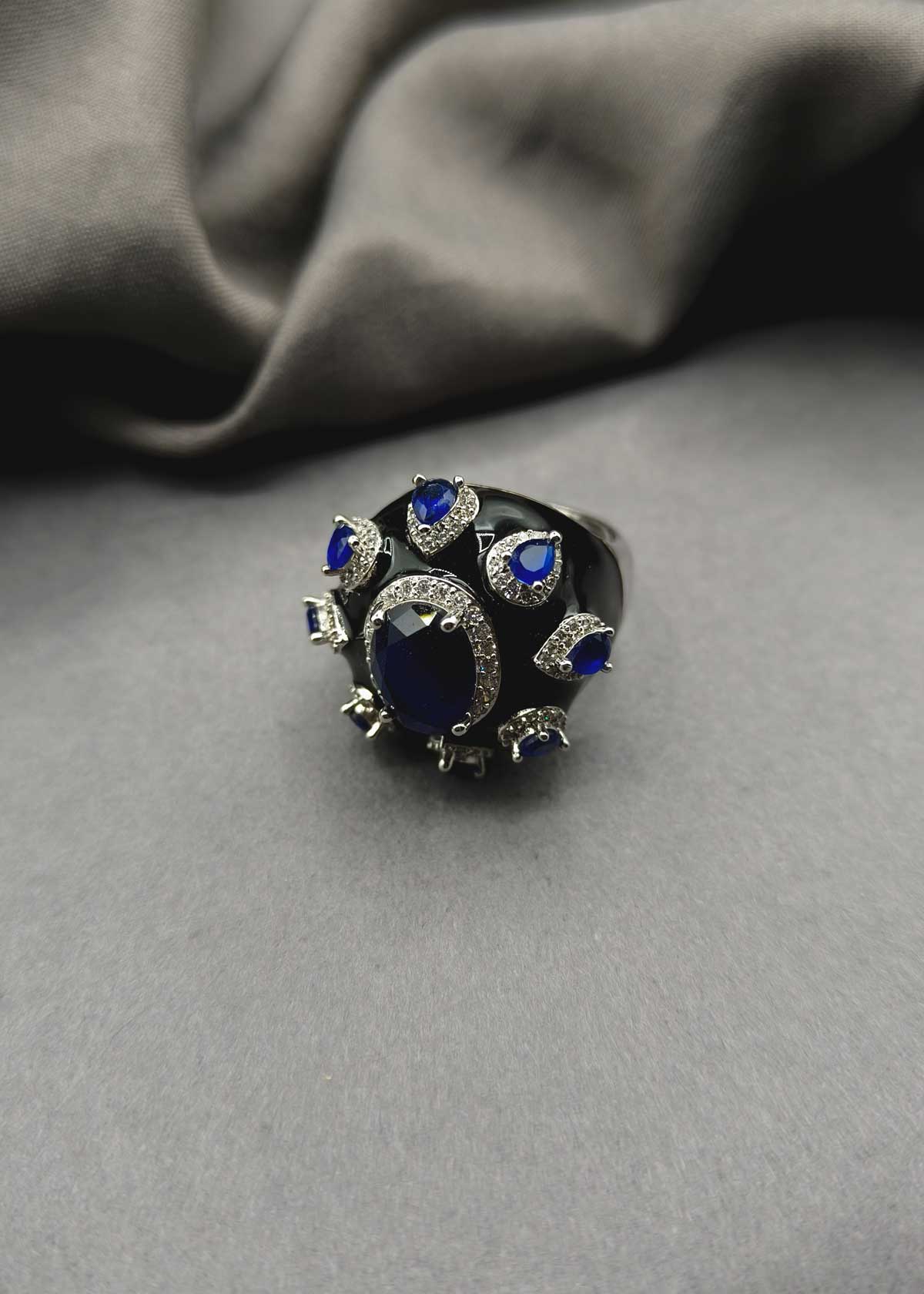 Elegant Minakari Cubic Zircon Adjustable Finger Ring for Women