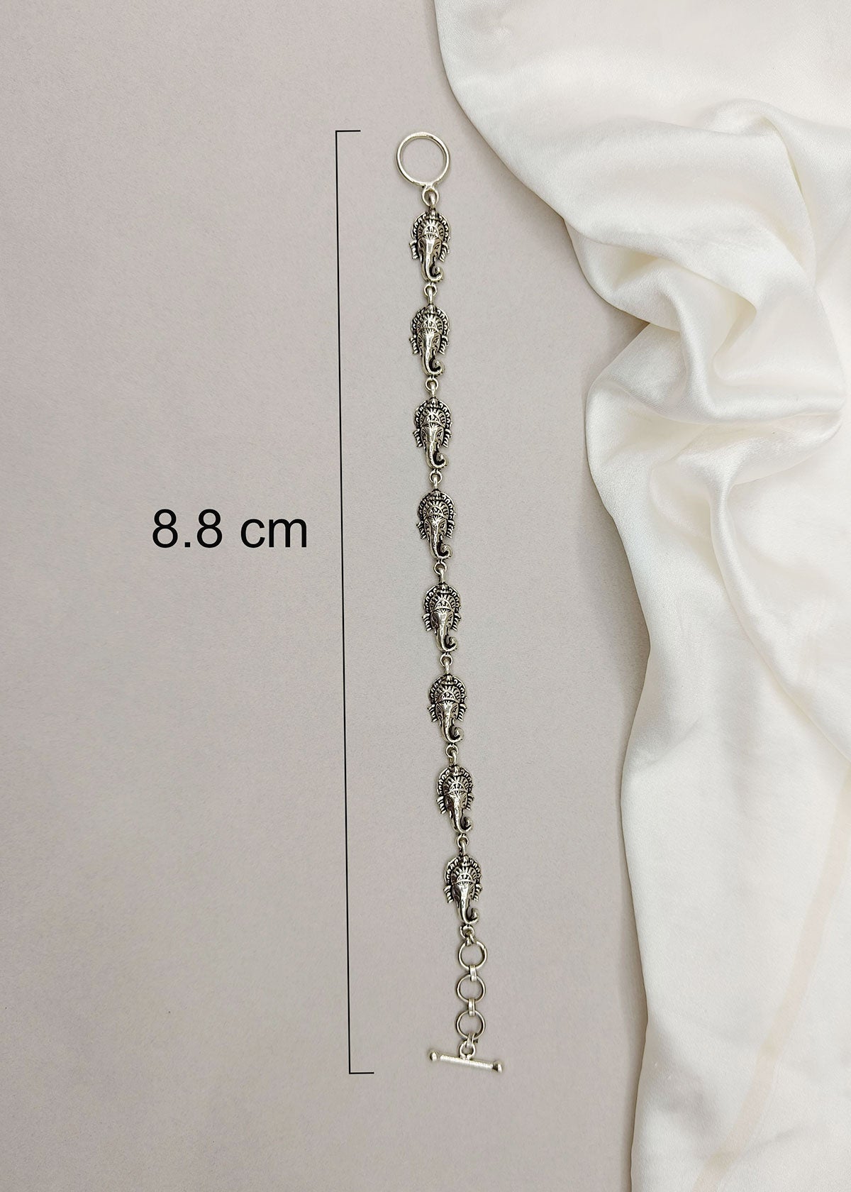 92.5 Sterling Silver Ganesha Motif Silver Plated Loose Bracelet for Women