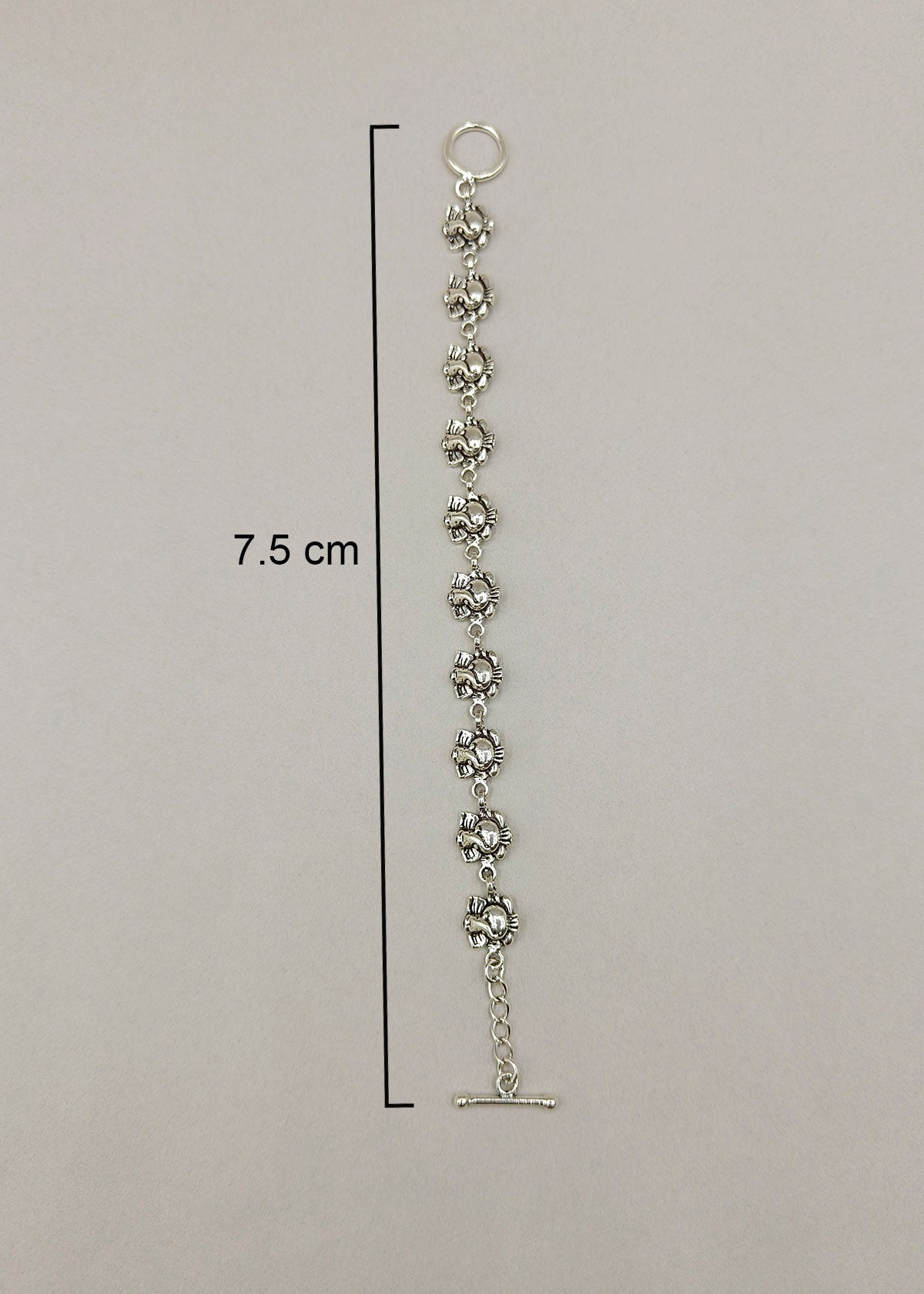 92.5 Sterling Silver Divine Ganesha Silver Plated Link Loose Bracelet for Women