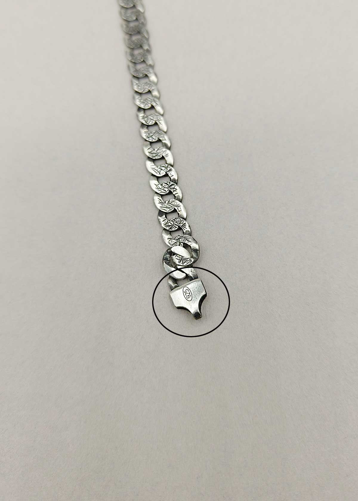 92.5 Sterling Silver Textured Link Loose Bracelet For Men