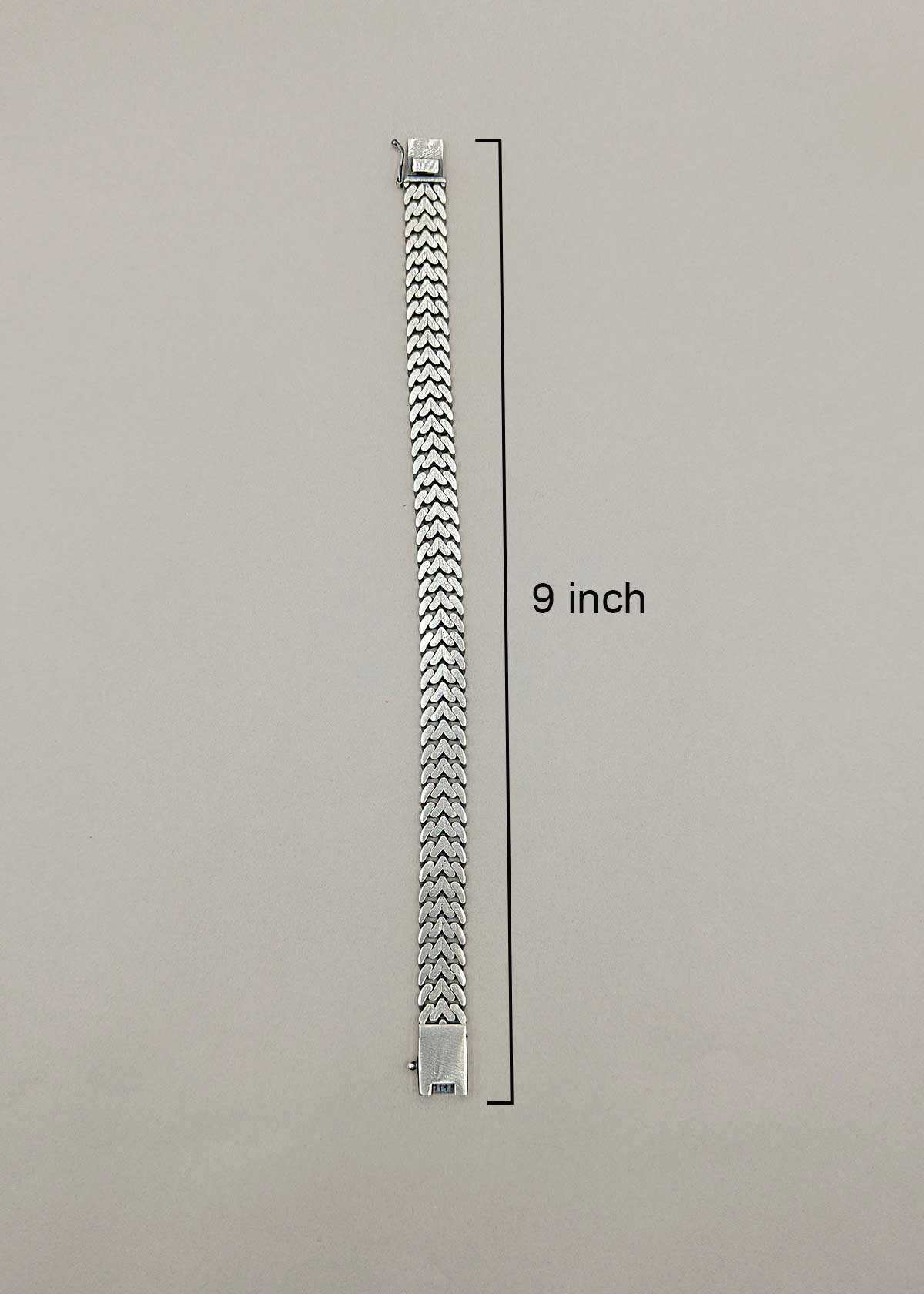 92.5 Sterling Silver Flat Link Pattern Loose Bracelet For Men