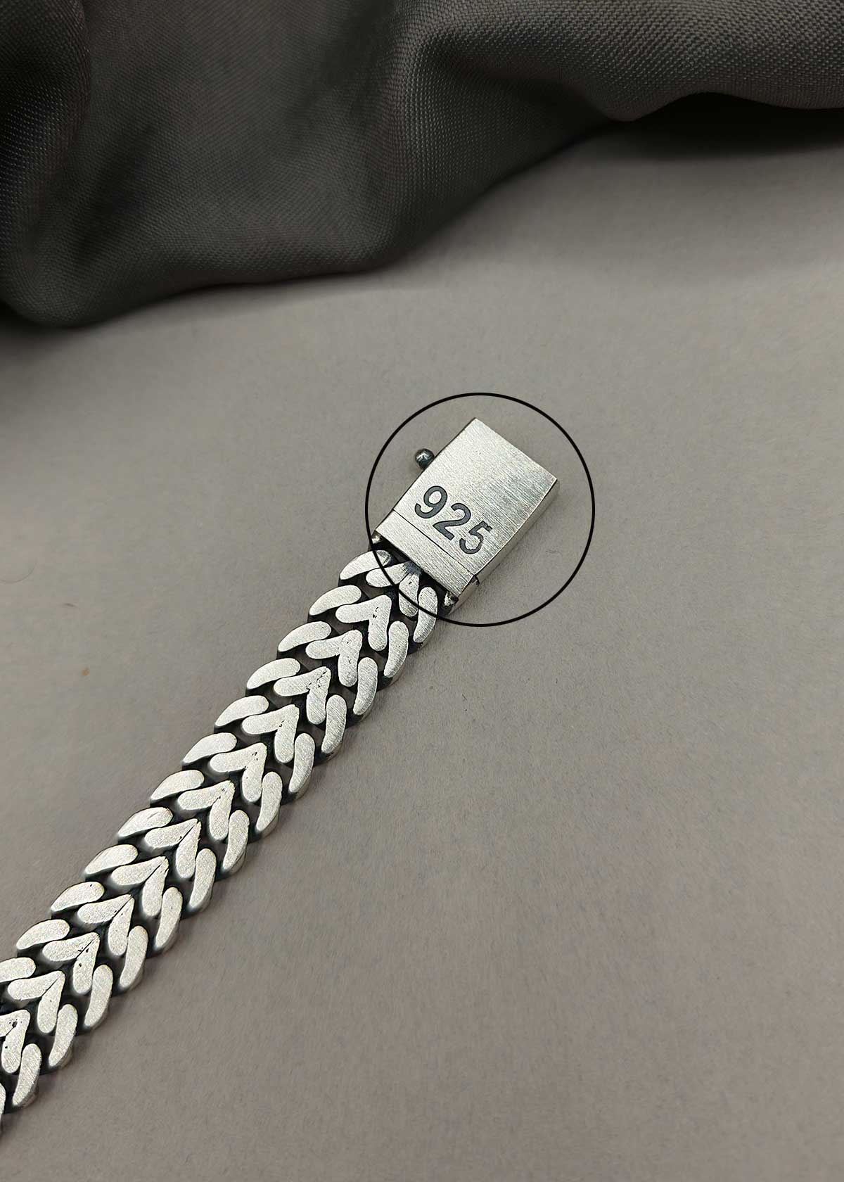 92.5 Sterling Silver Flat Link Pattern Loose Bracelet For Men