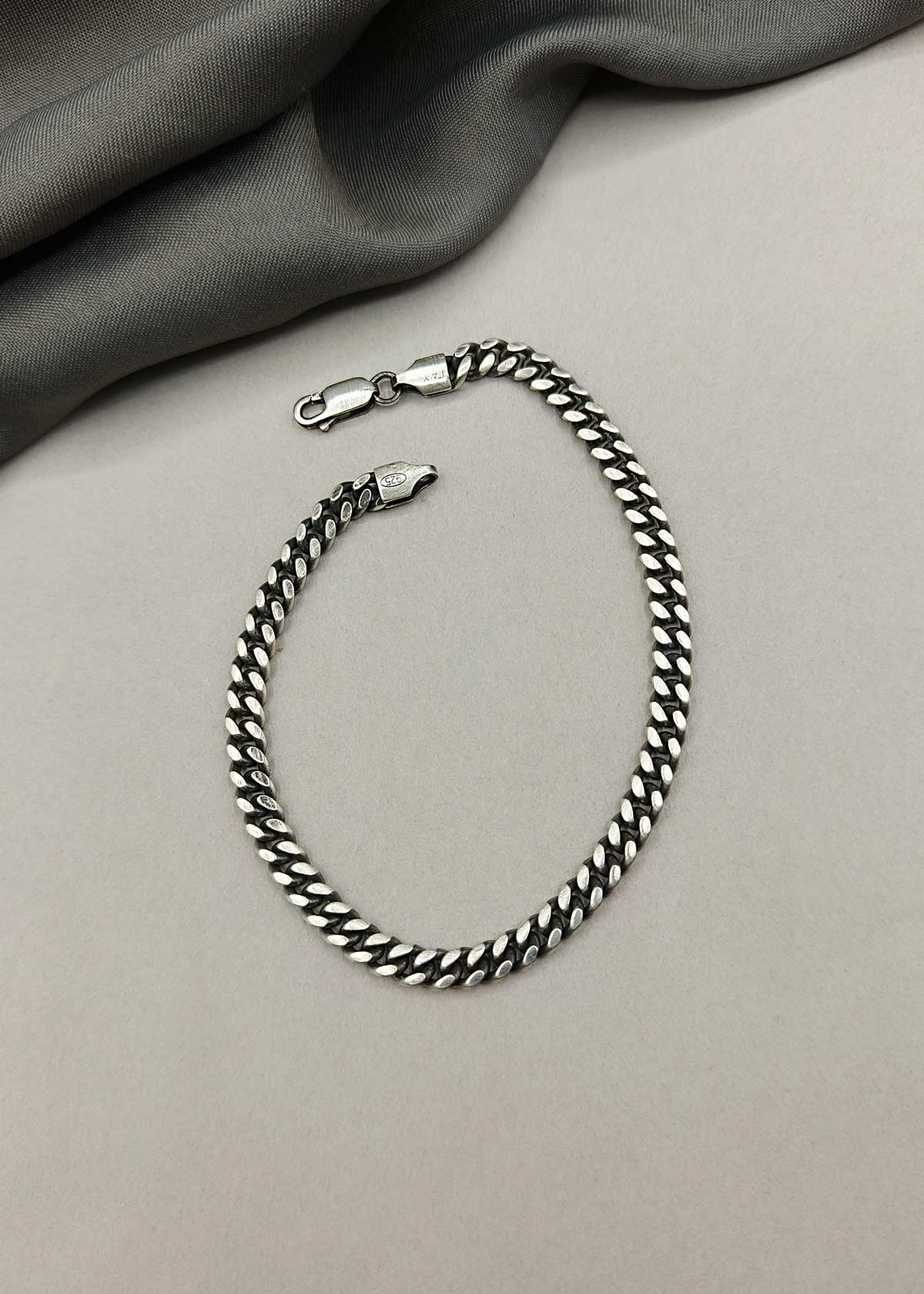 92.5 Sterling Silver Cuban Link Delicate Loose Bracelet for Men