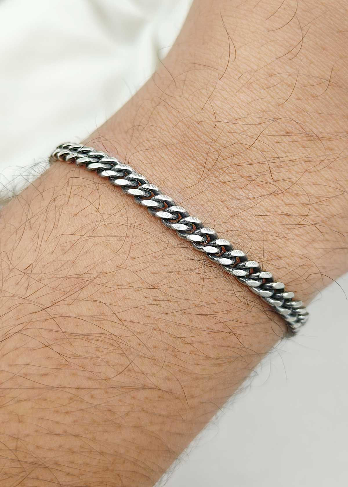 92.5 Sterling Silver Cuban Link Delicate Loose Bracelet for Men