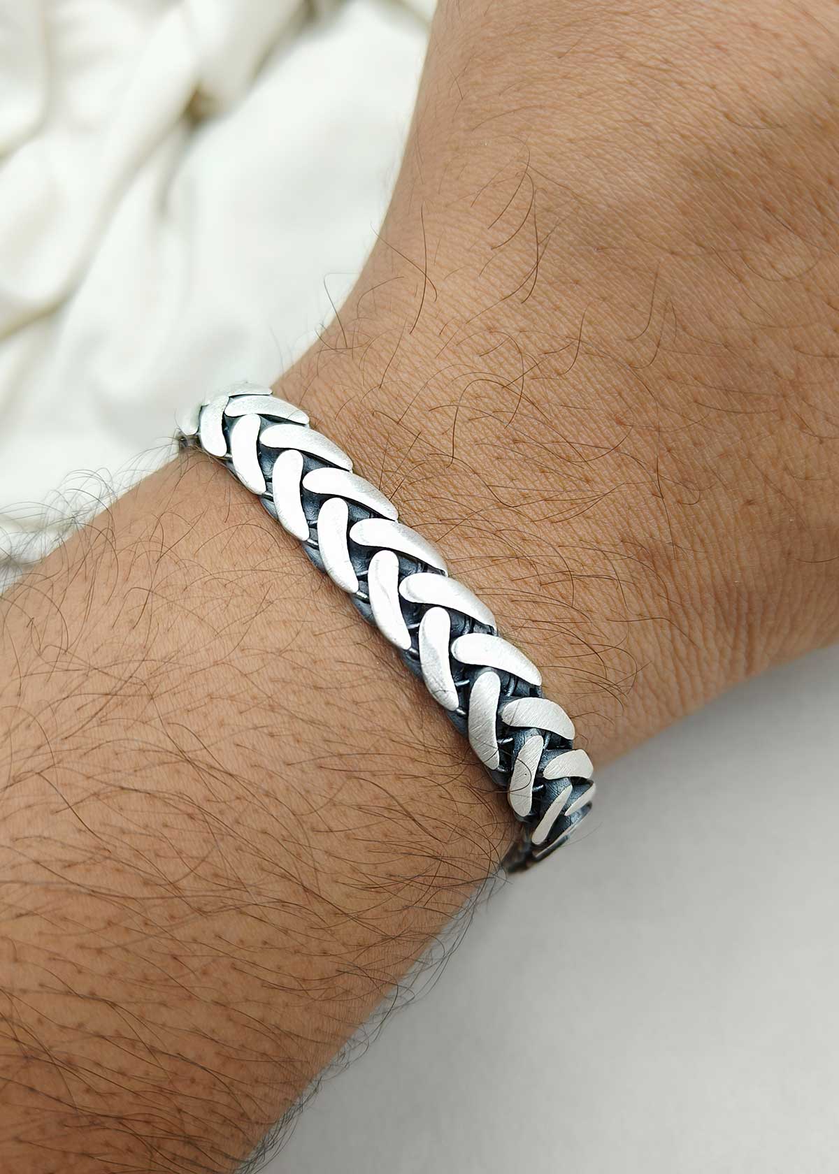 92.5 Sterling Silver Heavy Link Loose Bracelet For Men