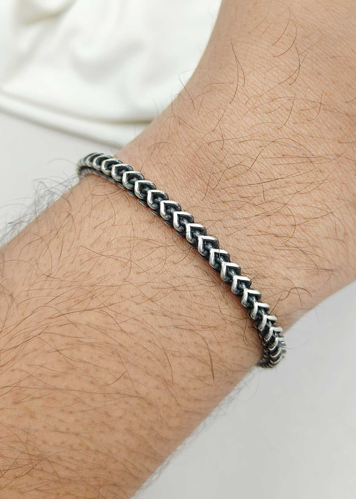 92.5 Sterling Silver Arrow Link Style Loose Men Bracelet