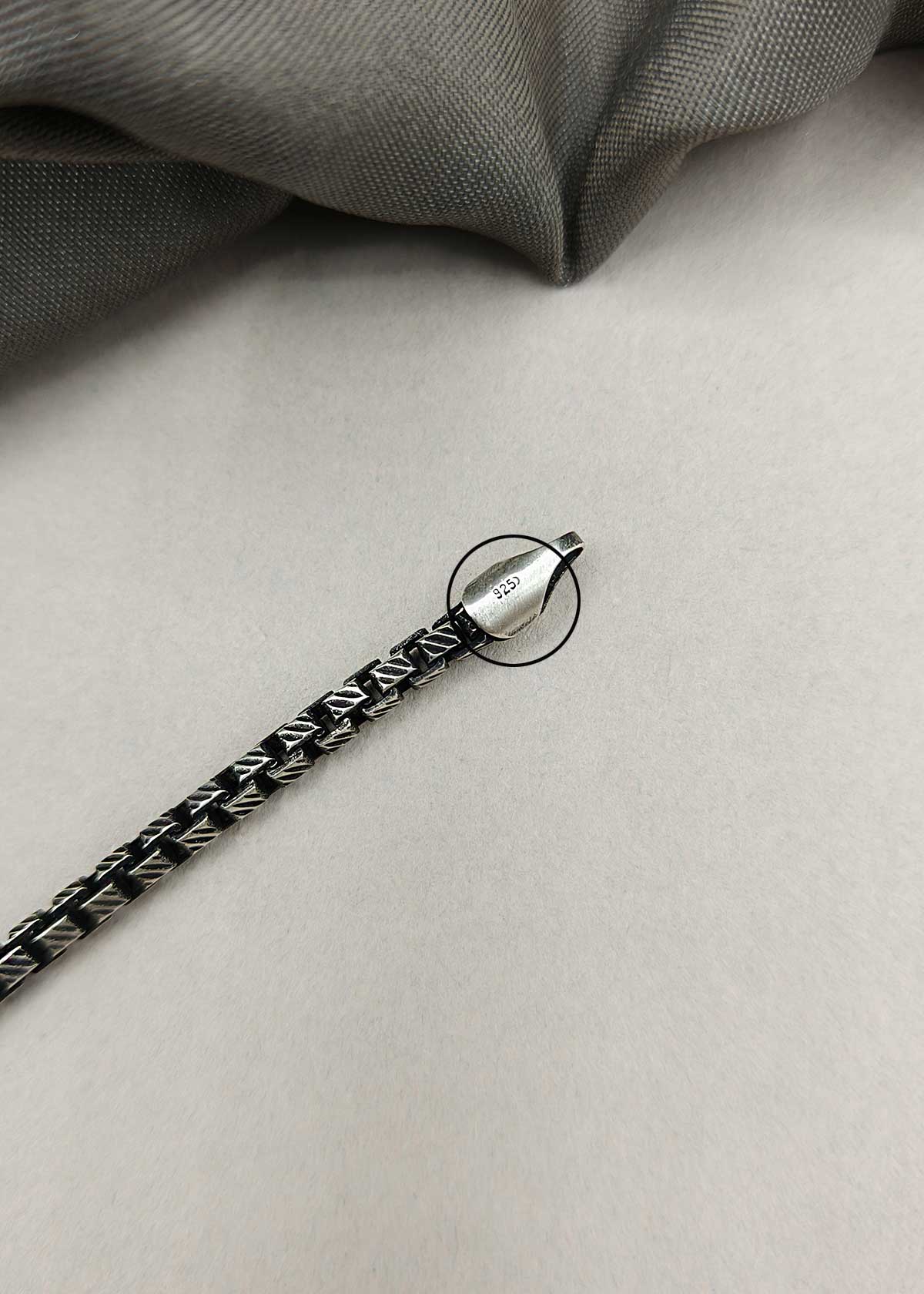 92.5 Sterling Silver Black Oxidized Delicate Loose Bracelet For Men